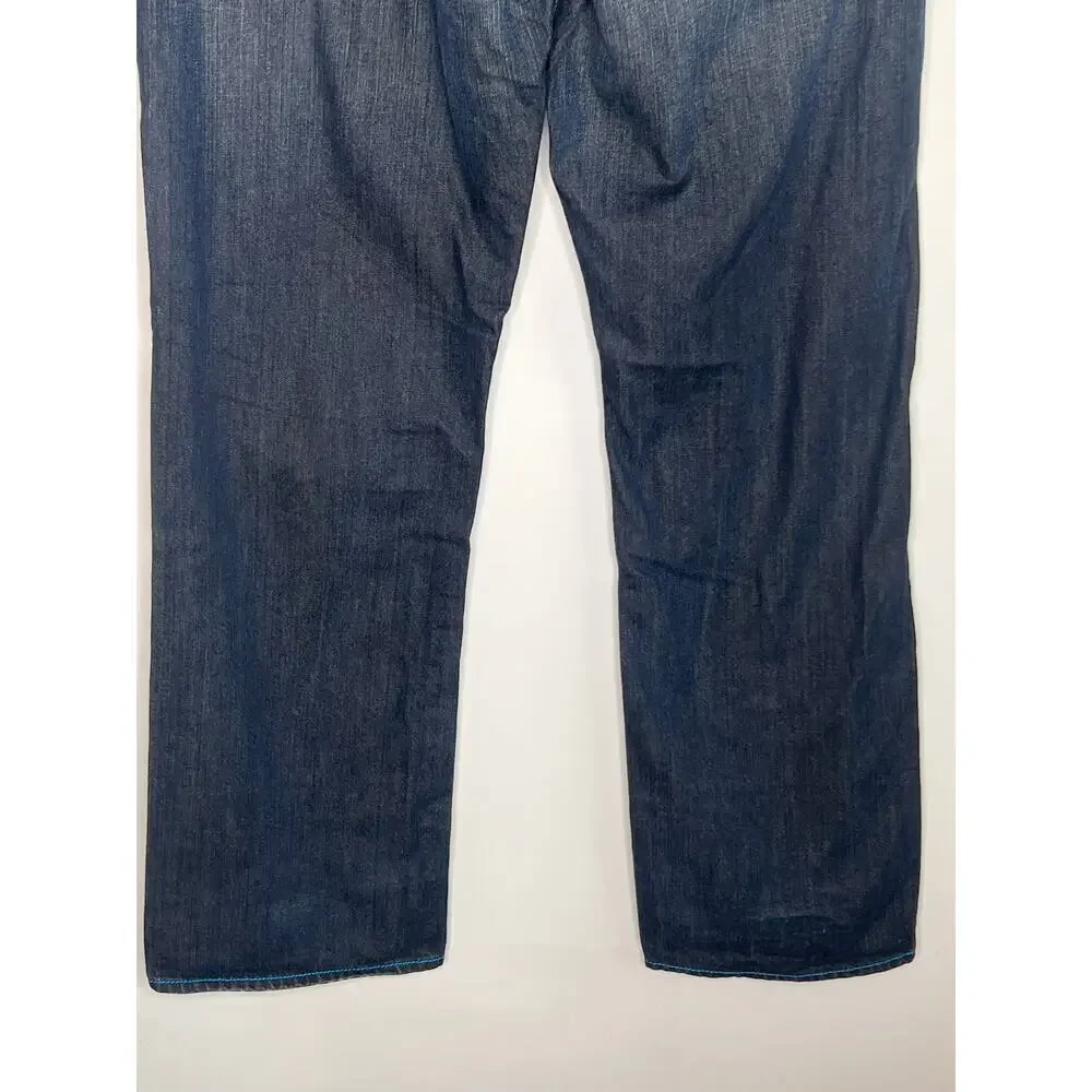 True Religion Vintage Y2K Made in USA Distressed Denim Straight Leg Jeans Sz 38